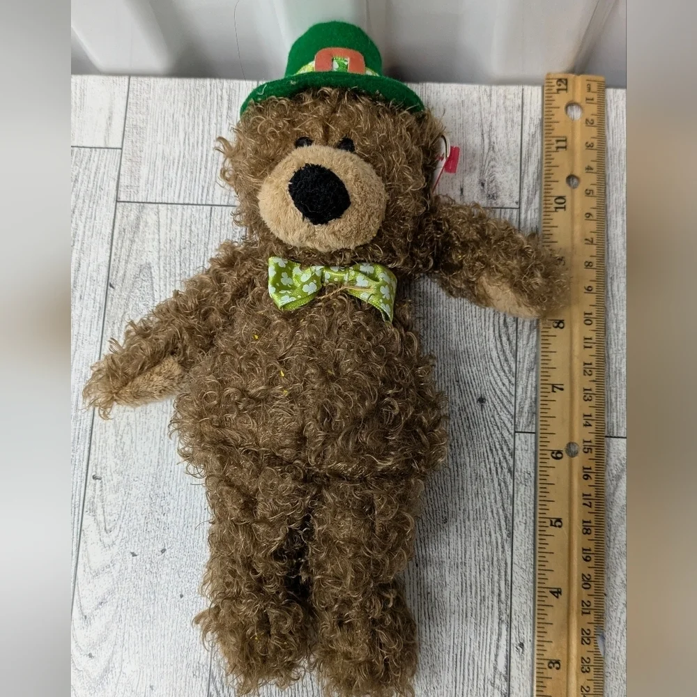 Ty lucky I Day Brown Bear with Green Hat and Bowtie